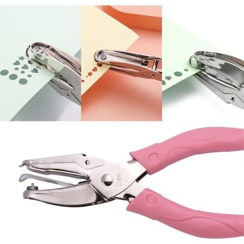 Handle Hole Punch DIY Rubber Sleeve Heart Round Metal Loose-Leaf Paper Cutter Single Hole Scrapbooking Punches For School Office