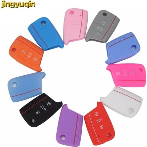 Jingyuqin Remote Key Case Cover For VW Polo Golf 7 mk7 Tiguan SKODA Octavia A7 Kodiaq Karoq SEAT Ateca Leon Ibiza 2015-2017