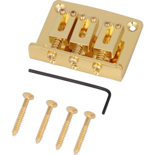 Cigar Box Guitar Parts: 3-string Gold Top Loading Hard-tail Adjustable Bridge Gold Color