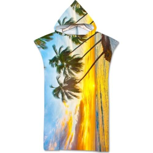 Summer Holiday Hooded Bath Beach Towel Microfiber Wetsuit Changing Robe Poncho Surf Towel for Swimming Beach Outdooor Bathrobe