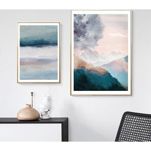 Wall Pictures for Living Room Rainbow Colour Mountain Art Print Picture Nordic Wall Art Canvas Painting Waves Posters and Prints