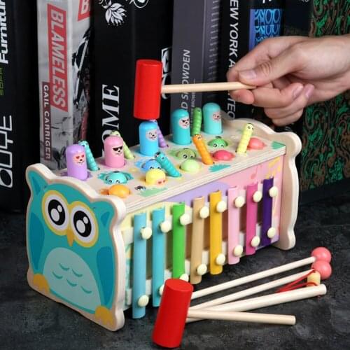New Children Playing Hamster Game Toys Wood Hammering Ball Box for Early Learning Give Children Best Enlightenment Toys Gifts
