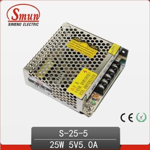 NEW 25W 5A 5VDC Single Output 110/220VAC Input Switch Mode Power Supply(SMPS) S-25-5