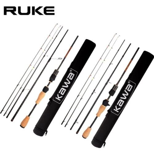 RUKE New Fishing Rod Super Light, Super Soft Rod, 1.89m 4 Sections, Double Sections, Solid and Hollow, Portable for Fishing, Hig