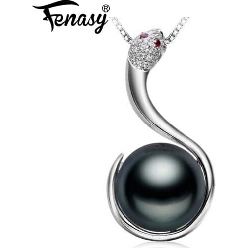 FENASY natural Pearl snake necklace 2017 bohemian black White pearl jewelry bijoux femme necklace women pearl pendant AliExpress