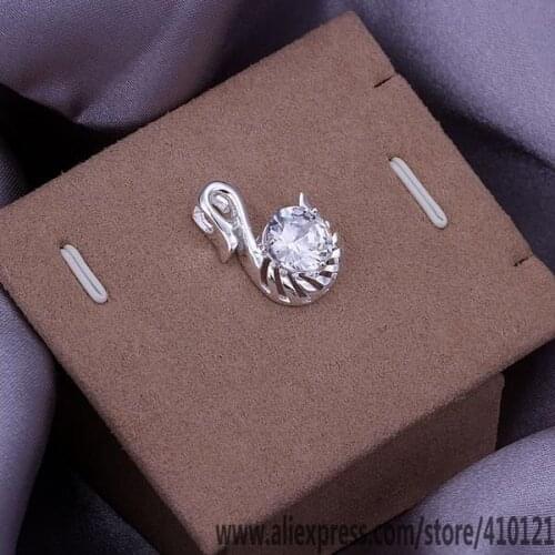 P259_2 Hot Sale Free Shipping Silver Plated Fine Jewelry,-Sterling-Silver Charm Fashion Pendant Insets Rotation Pattern Goose