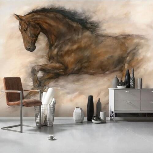 Custom Photo Wallpaper Modern Personality Hand Painted 3D Running Horse Mural Living Room Study Self-Adhesive Stickers 3D Fresco