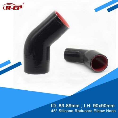 R-EP 45 degrees Reducer Silicone Elbow Hose 83-89MM Cold Air intake Pipe Rubber Joiner Inter cooler for Radiator Tube Flexible
