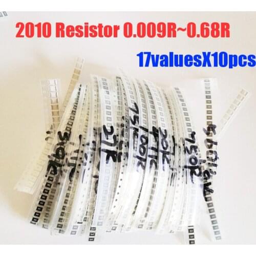 2010 SMD 3/4W Resistor 17valuesX10pcs=170pcs Resistor Kit 0.009R~0.68R Assorted Kit