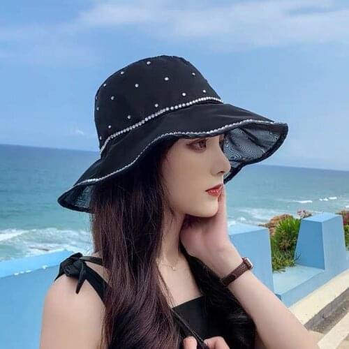 Net Red Ins Small Fragrance Net Yarn Brim Satin Fishermans Hat Women Travel In Summer Sun Protection Breathable Sunshade Hat