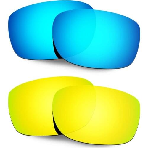 Hkuco Replacement Polarized Lenses For Straightlink Sunglasses - Blue&Gold 2 Pairs