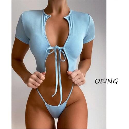Thong T Shirt 2 Piece Set Womens 2021 String Sexy Women Bikini Set Swimsuit Women Bathing Suit Women