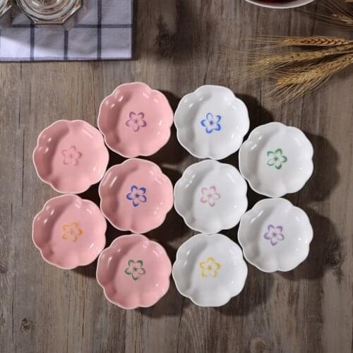 Cherry Blossom carving Japanese and Korean style ceramic saucer seasoning dish meal seasoning dish small hot pot dish multi-purp
