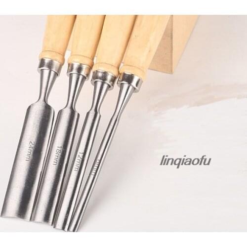 Inner blade semicircular chisel wooden handle 4 piece set carving knife wood chisel woodworking tools
