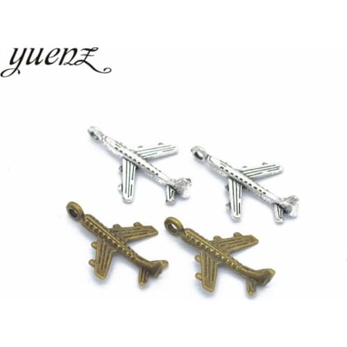 YuenZ 20pcs 2 colour Alloy Metal Antique Sliver aircraft Charm Jewelry Making DIY Handmade Craft 23*15mm J175