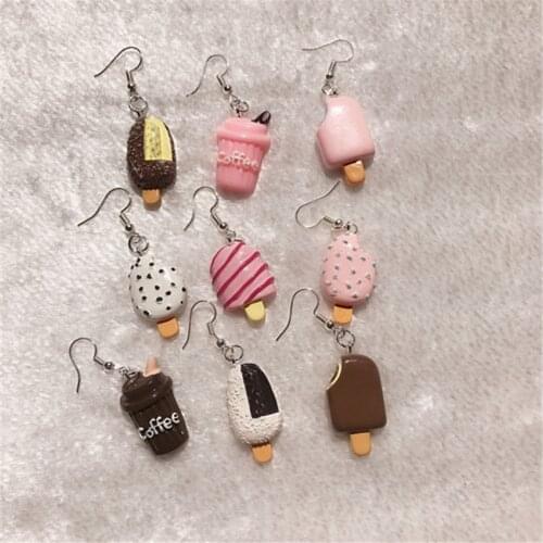 1Pair Drop Earrings Cute Candy Color Ice Cream Artificial Fake Food Handmade Resin Earrings Jewelry For Woman And Children