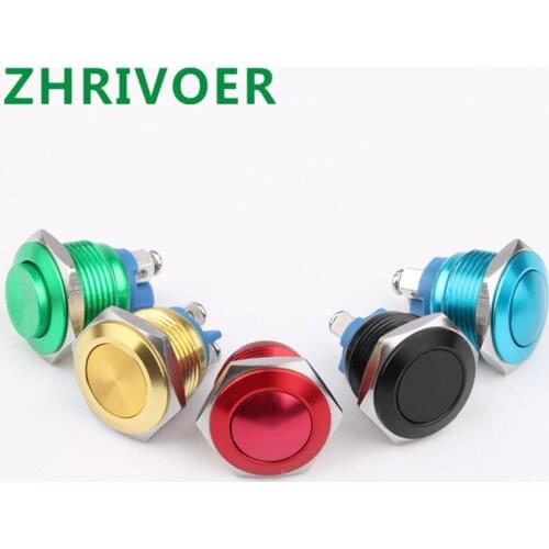 1pcs16mm Oxide Metal Push Button Switch Self-reset/momentary Red Black Blue Gold Gold Green Doorbell/car Diy/computer