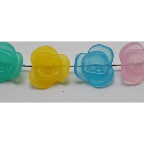 100 Mixed Jelly Color Acrylic Flower Button Charm Beads 14mm Kids Crafts