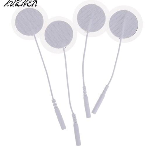 2/4/8pcs Reusable Body Massager Self-adhesive Round Replacement Electrode Pads With Cable For Tens Machine