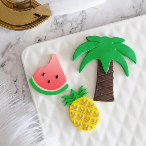 3PCS/SET Fruits Pineapple Melon Coconut Tree Silicone Cake Mold Gumpaste Mould Tools Soap Mold Cake Sugarcraft Decoration