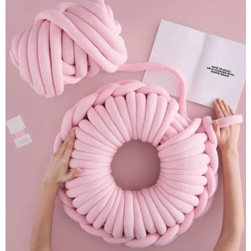 40*40CM Nordic Style Core Yarn Donuts Pillow Hand-knitted Crochet Chunky Wool Cushion Office Nap Pillow Sofa Bedroom Home Decor