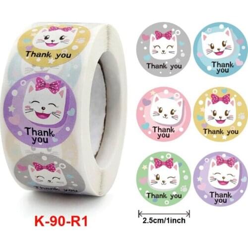 500pcs Round Shape White Sticker 2.5cm Cute Animals cat /rabbit /panda stickers scrapbooking supplies cake food /gift label