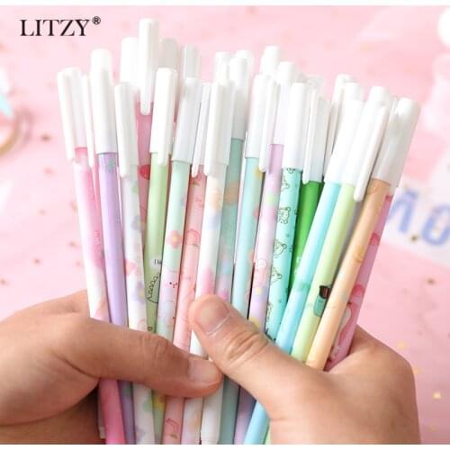 6pcs/set 0.5mm Black Ink Cute Avocado Gel Pen Ink Pen Kawaii Dinosaur Neutral Pens for Stationery School & Office Supplies