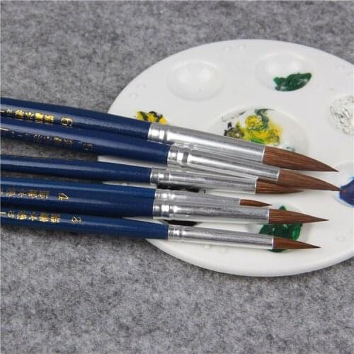 6pcs/Set horsehair painting Kids art brush watercolor pen Art Supplies Student Stationery chese painting brush painting