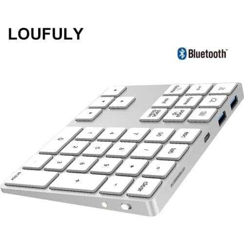 2 in 1 USB C 3.1 HUB Wireless Numeric Keypad Bluetooth 34 keys Numpad Type C Keypad Wireless For Android Phone For Apple Acount
