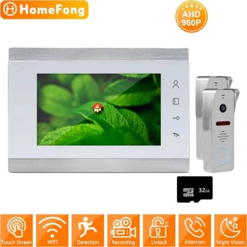 HomeFong Wireless Video Door Phone Home Intercom Wifi AHD 960P 2 Doorbells Camera with Motion Record for Apartment Villa