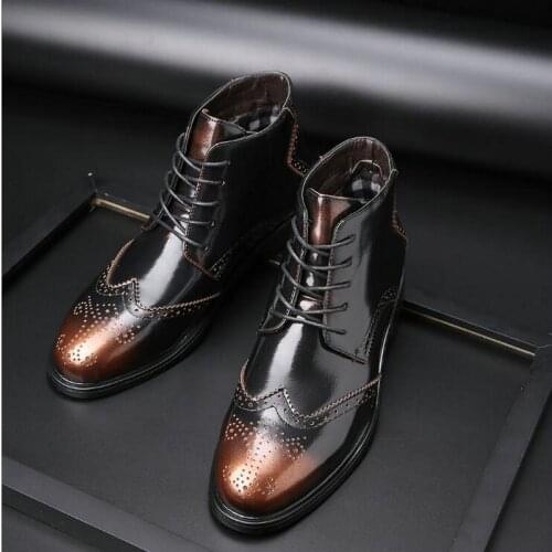 Fashion Lace-up Boots For Man Men autumn winter Motorcycle Boots Vintage Brogue College Style Men Shoes Big Size 39-47 A57-41