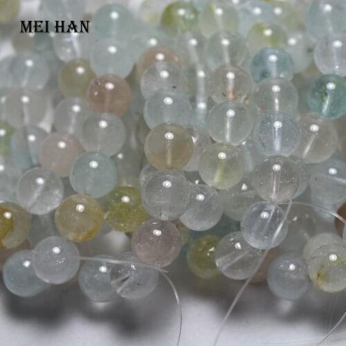 Meihan Natural rare colorful Topaz 11-12mm (1 bracelet) smooth round loose stone beads for jewelry making design