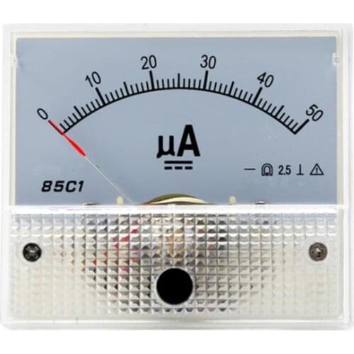 DC 85C1 μA Analog Current Meter Panel Dial Current Gauge Pointer Ammeter Microampere Meter 50μA 100μA 200μA 300μA 500μA Dropship