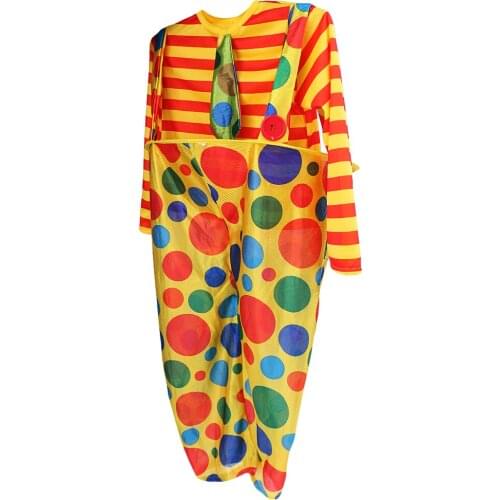 Funny Clown Boys Costume Spotted Suspender Pant Striped Tops Set Fancy Dress Kids Outfit