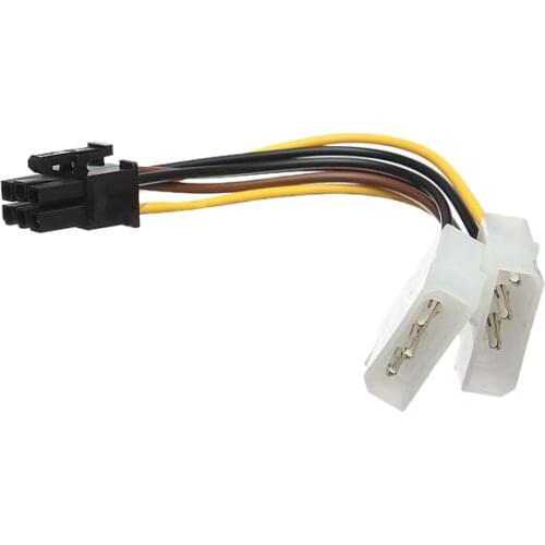 FFYY-A Dual 4-Pin Molex IDE to 6 Pin PCI-E Graphic Card Power Connector Cable Adapter
