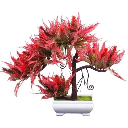 Artificial plant pot culture green plant Home Desktop Decoration Plastic bonsai decoration with fake flowers