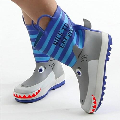 Cool Kids Rain Boots Spring Baby Girls Shark Design Rainboots Rubber Shoes Toddler Boys Rainboots