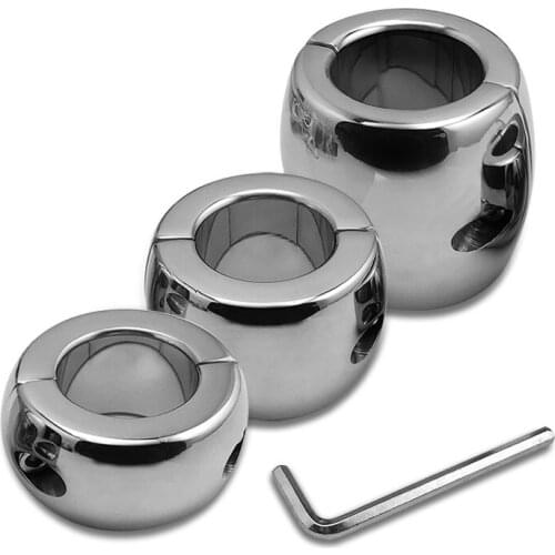 Height 30/40/60mm stainless steel testicle Ball Stretcher Scrotum cock ring metal locking pendant Weight for CBT male sex toy