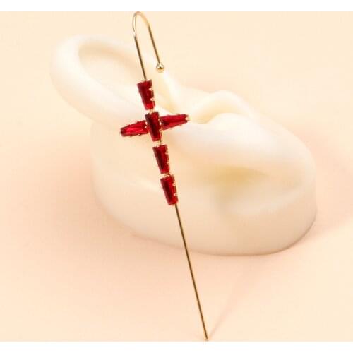 Creative Piercing Ornamental Real Gold Plated Baroque Copper Zircon Flower Earrings Ear Wrap Crawler Hook Earrings