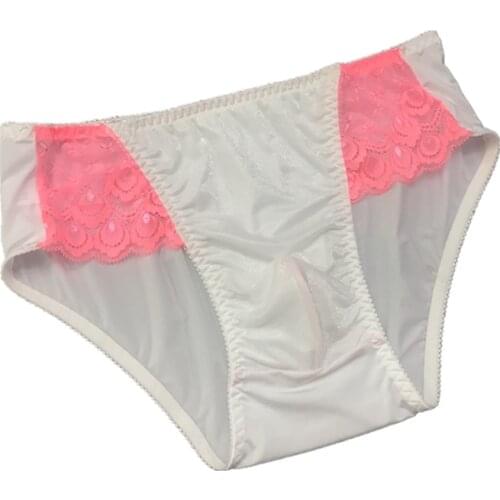 Fashionable mens lace sexy solid color shiny face flower style comfortable mens briefs mens sexy underwear