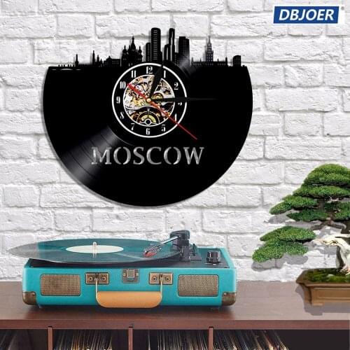 Moscow City LED Vinyl Clock Lighting Color Change Wall Light Remote Control Modern Backlight Cool Living Room Interior