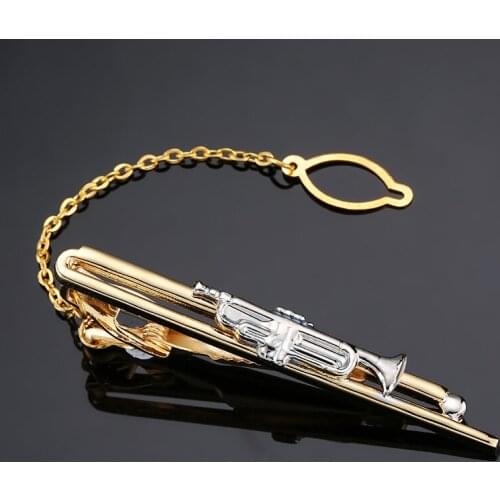 Musical instrument french horn Tie Clips vintage retro men dress accessories symphony Tie Clip Popular Male Luxury Tie Pins
