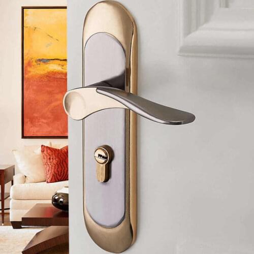 Aluminum Alloy Indoor Door Handle Lock Set Houehold Door Security Lock with Keys Simple Wooden Door Hardware Accessories