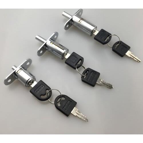 Drawer Push Lock Sliding Door Showcase Cupboard Cabinet Locks Window Security Chain Furniture Hardware With 2 Keys