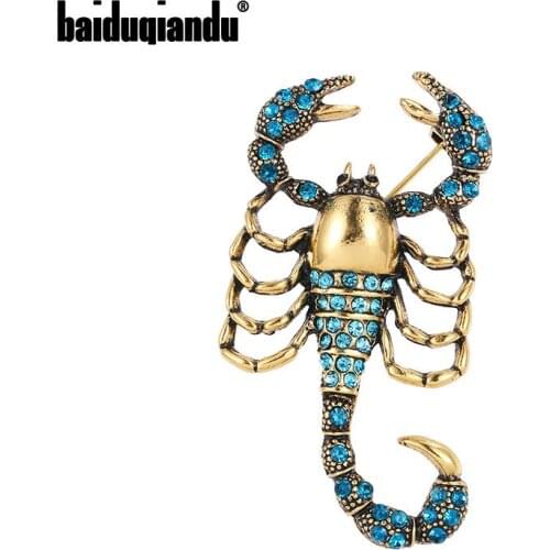 Baiduqiandu New Arrival High Quality Antique Gold Color Plated Rhinestones Scorpion Brooch Pins Fashion Decorative Jewelry