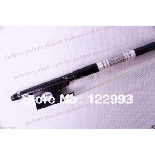 One Violin Bow Plaid Carbon Fiber Round Stick Ebony F rog Flower inlaid 4/4 R2