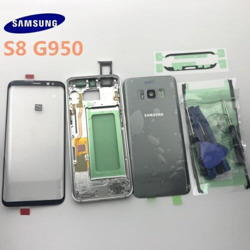 Original Samsung Galaxy S8 G950 G950F Full Housing Case Back Cover Front Screen Glass Lens+Middle Frame Complete Parts+TOOLS