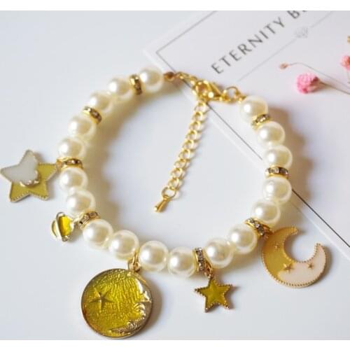 Cute Pet Necklace Jewelry Neck Chain For Small Dogs Large Dogs Cats Imitation Pearl Dog Collar Accessories 5 Colors Cat Supplies