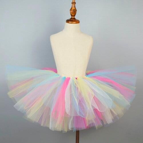 Pastel Rainbow Tutu Skirt for Girls Baby Clothes Birthday Party Tulle TUTUS Kids Colorful Dance Pettiskirt Costume Newborn-12Y