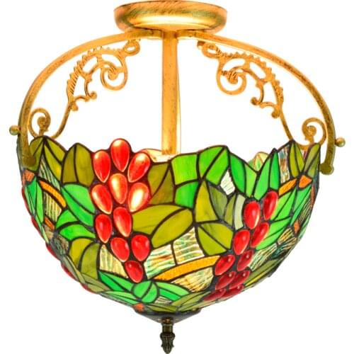 Tiffany Pastoral Glass Ceiling Lamp for Balcony Foyer Aisle Entrance Modern Colorful Glass 34cm Light 1154